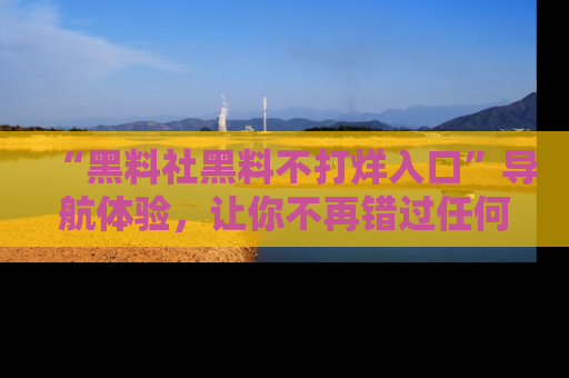 “黑料社黑料不打烊入口”导航体验,让你不再错过任何精彩黑料